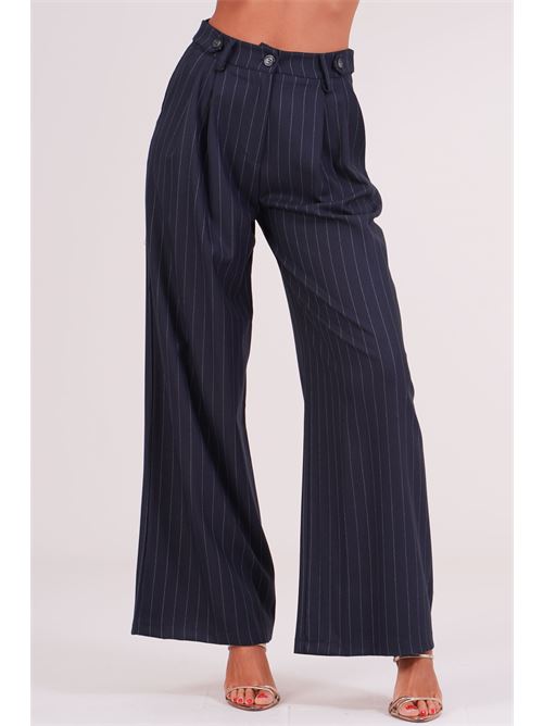 Pantalone palazzo gessato Another Label | SILVYEGESSATO NAVY